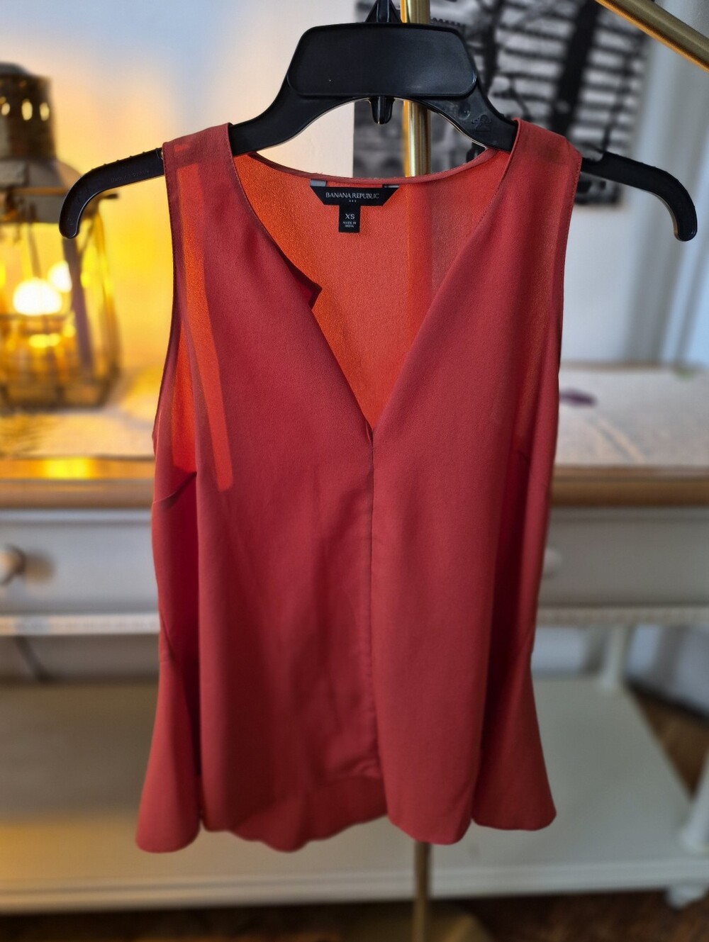 Banana Republic Burnt Orange V-Neck Sleeveless Shell